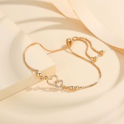 Gelang Serut Wanita Titanium Double Heart Y158